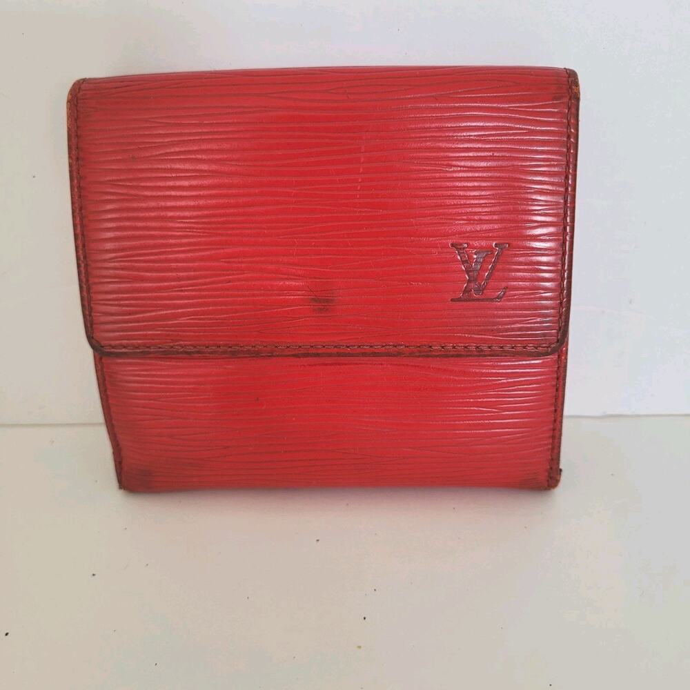 Louis Vuitton Vintage‎ 2002 Epi Leather Wallet Red Medium Trifold Elise Retro